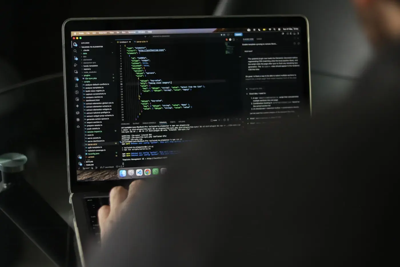 Developer coding in an editor