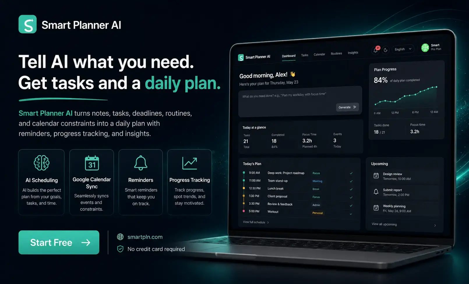 AI-assisted daily planning whiteboard